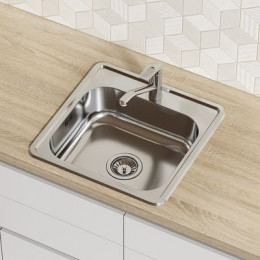 Мойка врезного монтажа с сифоном IDDIS Strit S, нерж. сталь, полир., 485*485 (STR48P0i77S)