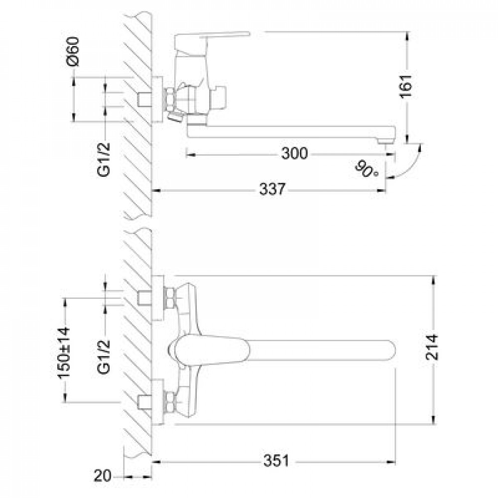 Смеситель для ванны Lemark Point (LM0351C)