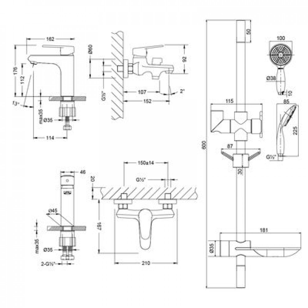 Комплект смесителей Lemark "3 в 1" Point (LM0380C)