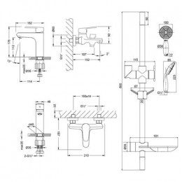 Комплект смесителей Lemark "3 в 1" Point (LM0380C)