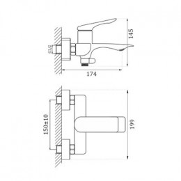 Смеситель для ванны Haiba хром (HB60816)