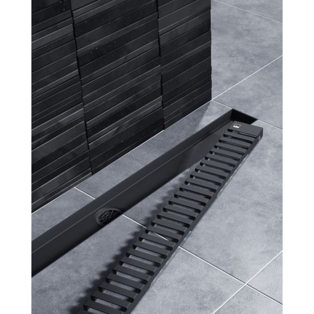 Душевой лоток TIMO Drain System 900 с вставкой "lines", Чёрный (DS230109/03)
