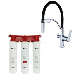 Комплект Lemark Смеситель LM3074C для кухни с гибким изливом + Фильтр BASIC для очистки воды от хлора и вредных примесей (LM3074C085)