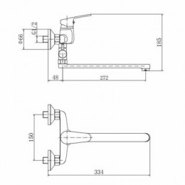 Смеситель для ванны и душа FASHUN хром (A2116)
