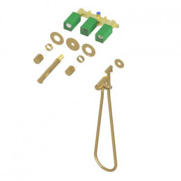 Смеситель для раковины встроенный с термостатом, с гигиеническим душем Timo Saona золото матовое (2383/17SM)