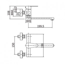 Смеситель для кухни/умывальника FASHUN настенный сатин (A54615)