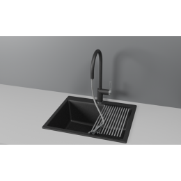 Смеситель для кухни GRANULA с выдвижным изливом (8172, ЧЕРНЫЙ)