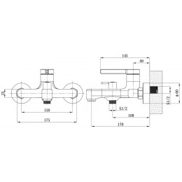 Смеситель ESKO "Sochi" для ванны, без аксессуаров (SC54)