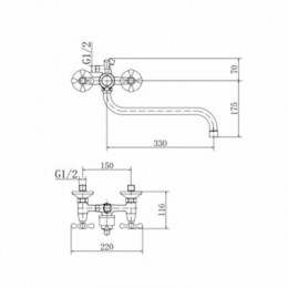 Смеситель для ванны и душа FASHUN хром (A2208-2)