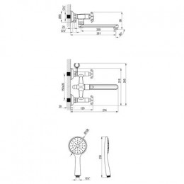 Смеситель Lemark Practica для ванны с плоским поворотным изливом 200 мм (LM7513C)