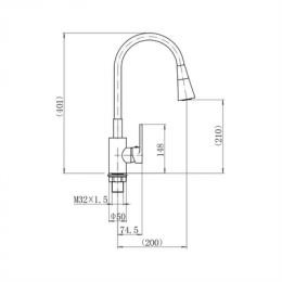 Смеситель для кухни FASHUN с гибким изливом хром (A4253+B16)