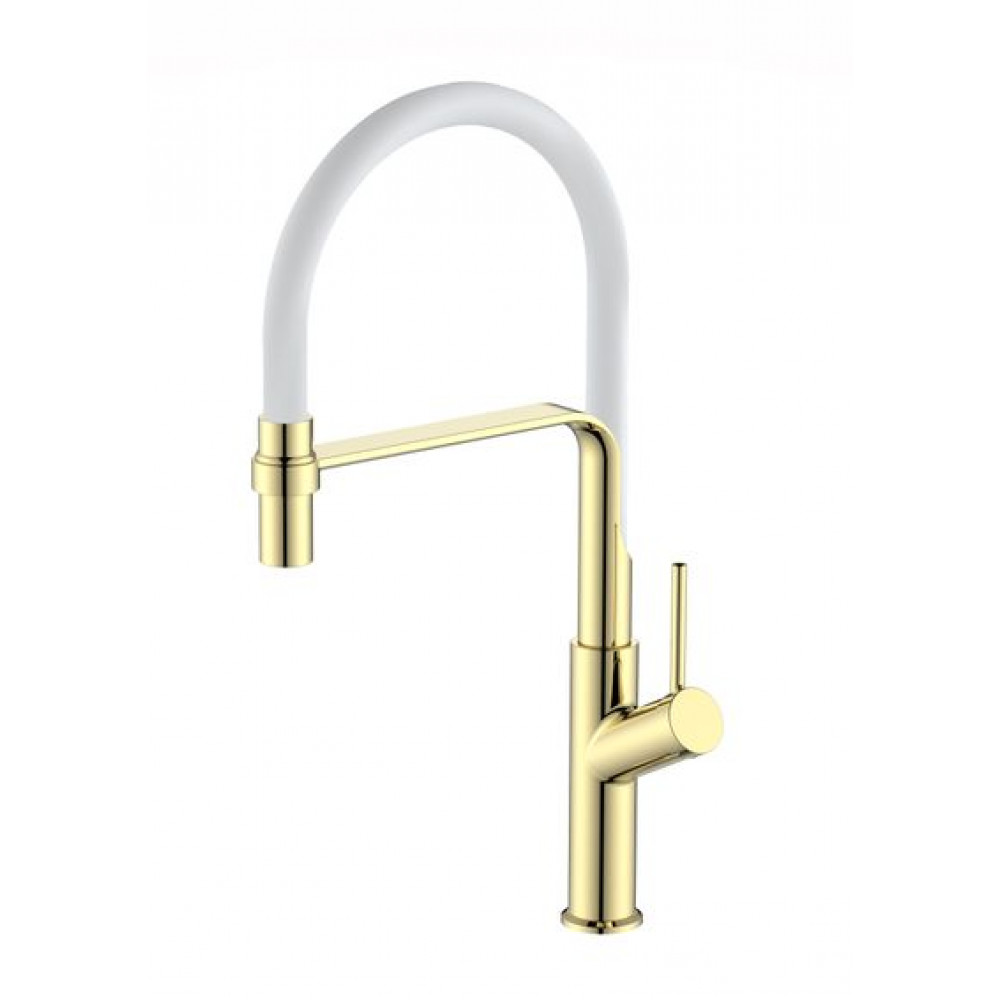 Смеситель для кухни ESKO гибкий излив ,белый, Gold (K50GW)
