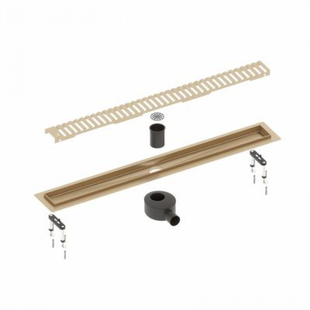 Душевой лоток TIMO Drain System 900 с вставкой "lines", Золото матовое (DS230109/17)