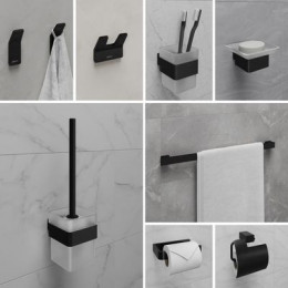 Крючок двойной Lemark SMOOTH LINE для полотенец и халатов, чёрный матовый (9712005)