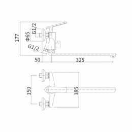 Смеситель для ванны и душа FASHUN хром/черный (A2281-7)