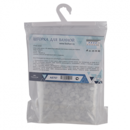 Шторка для ванны FASHUN с 3D эффектом и набором пластиковых колец для подвеса (A8757)