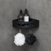 Полка для душа угловая Lemark SHELF LINE из нерж. стали с крючками, черный/ вставка-пластик черный (9772047)
