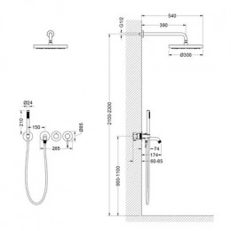 Душевая система встроенная Timo Saona черное золото (SX-2348/18SM)