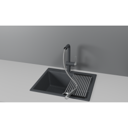 Смеситель для кухни GRANULA с выдвижным изливом и подключением к фильтру (8169, ГРАФИТ)