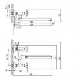 Смеситель Lemark Practica универсальный с плоским поворотным изливом 300 мм (LM7541C)