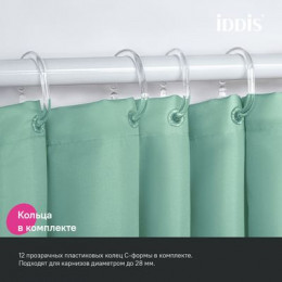 Штора для ванной, 200x180 см, Полиэстер, зеленый, IDDIS (BS05P18i11)