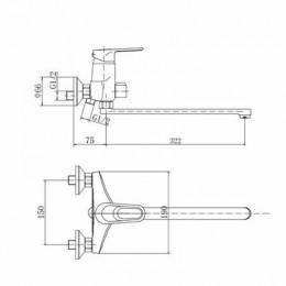 Смеситель для ванны и душа FASHUN хром (A2204)