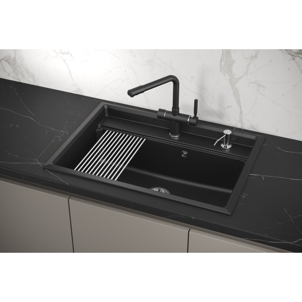Кухонная мойка GRANULA Kitchen Space (7301, ШВАРЦ)