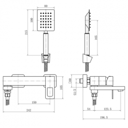 Смеситель для ванны FASHUN с душевым гарнитуром (A53117)