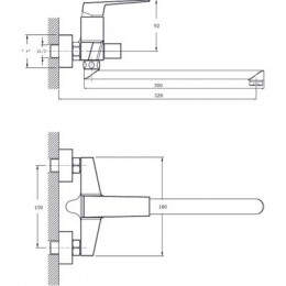 Смеситель для ванны с длинным поворотным изливом RUSH Thira (TR3635-51)