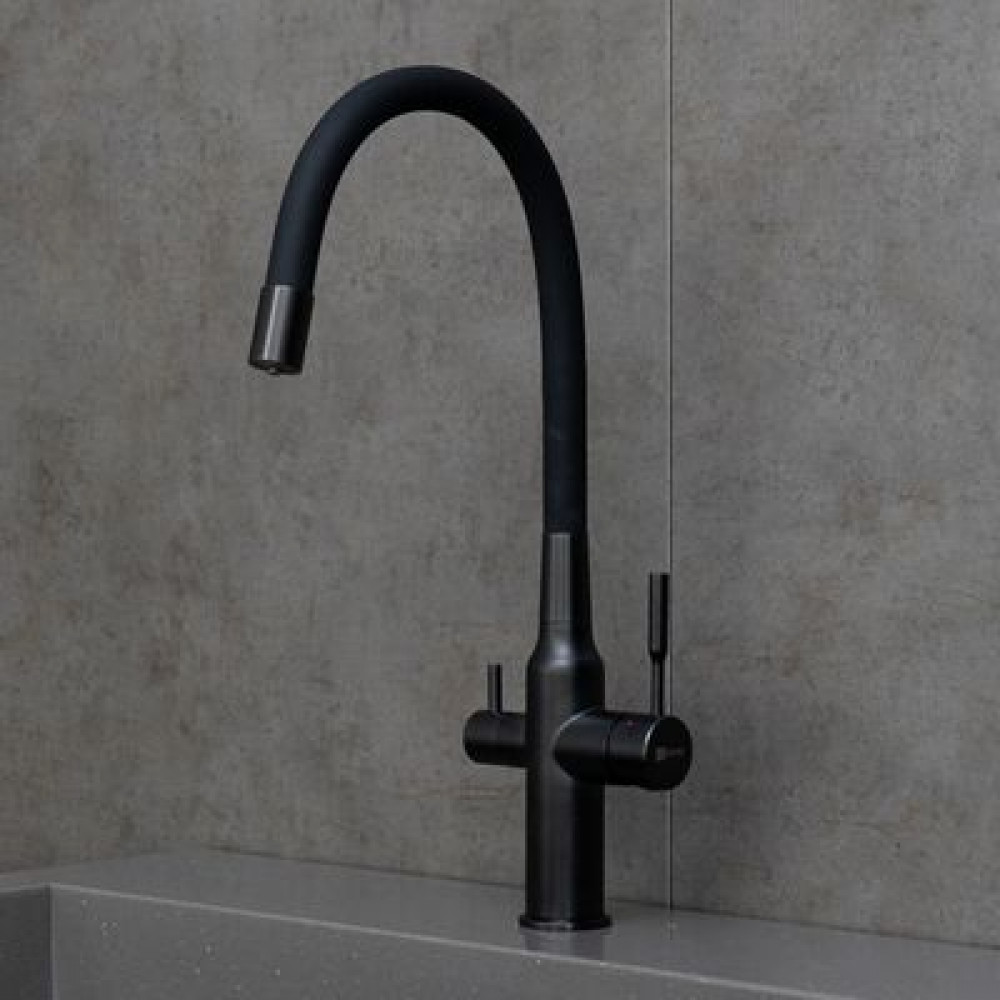 Смеситель Lemark Expert для кухни c гибким изливом, с подключением к фильтру с питьевой водой (LM5083BL-Black)