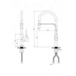 Смеситель для кухни ESKO гибкий излив черный, Gold (K50GB)