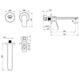 Смеситель Lemark Ortus для раковины, встраиваемый (LM11326C)