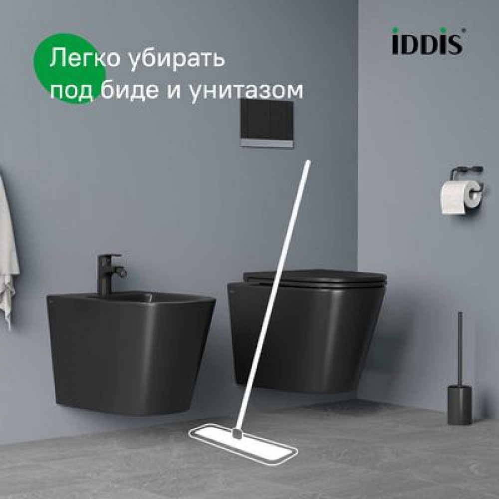 Комплект 2в1: подвесной унитаз и биде, чёрный матовый, Calipso, IDDIS, (CALR3BMi73)