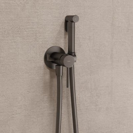 Встраиваемый смеситель с гигиеническим душем IDDIS Axes матовый графит (005GMR0i08)