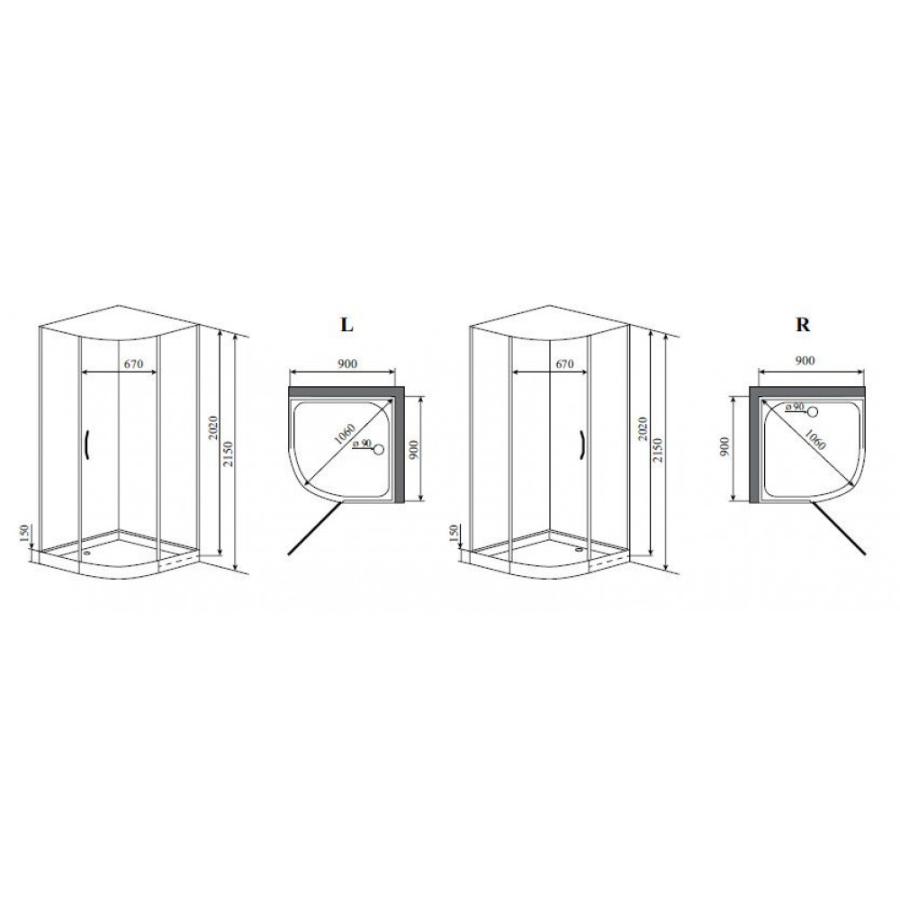 Душевая кабина Timo Premium ARMO 90*90*215  (H-506)
