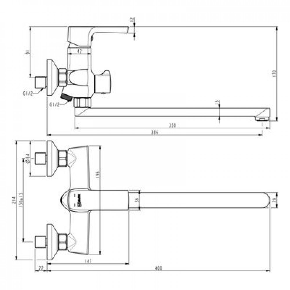 Смеситель для ванны и душа Lemark Ursus (LM7251BL)