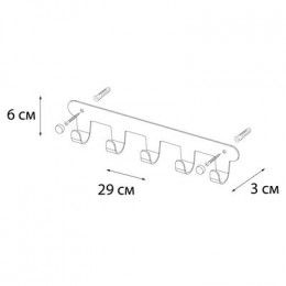 Планка 5 крючка Fixsen PRACTICA, черный (FX-805B-5)