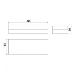 Полка для душа прямая Lemark SHELF LINE 300 мм из нерж. стали с крючками, черный (9772050)