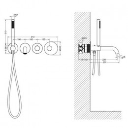 Смеситель встроенный для ванны с душем с термостатотом Timo Saona черное золото (2324/18YSM)