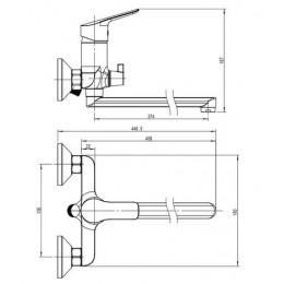 Смеситель для ванны с длинным поворотным изливом RUSH SAMUI (SA0930-51)