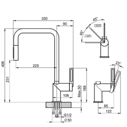 Смеситель для кухни GRANULA с выдвижным изливом (8173, ГРАФИТ)
