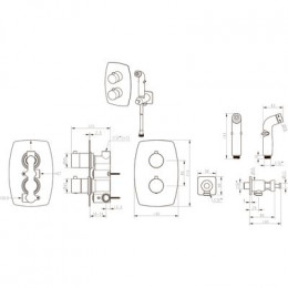 Смеситель Lemark Ursus термостатический с гигиеническим душем, встраиваемый (LM7240BL)