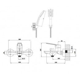 Смеситель для ванны и душа ESKO SINGAPORE  black (SB 54)