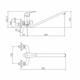 Смеситель для ванны и душа FASHUN хром (A2216)