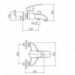 Смеситель для ванны и душа FASHUN хром (A3221)