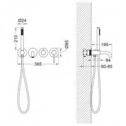 Смеситель встроенный для ванны с душем Timo Saona черный (2314/03YSM)