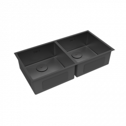 Кухонная мойка Lemark PRORAN 900 прямоугольная с двумя чашами из нержавеющей стали цвет: чёрный матовый (9932140)