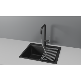 Смеситель для кухни GRANULA с выдвижным изливом (8173, ЧЕРНЫЙ)