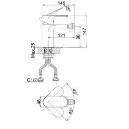 Смеситель для биде D&K Durer Bayern Black (DA1252205) чёрная тефлоновая поверхность