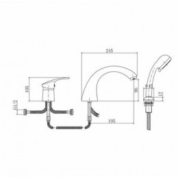 Смеситель для ванны и душа FASHUN хром (A1121)